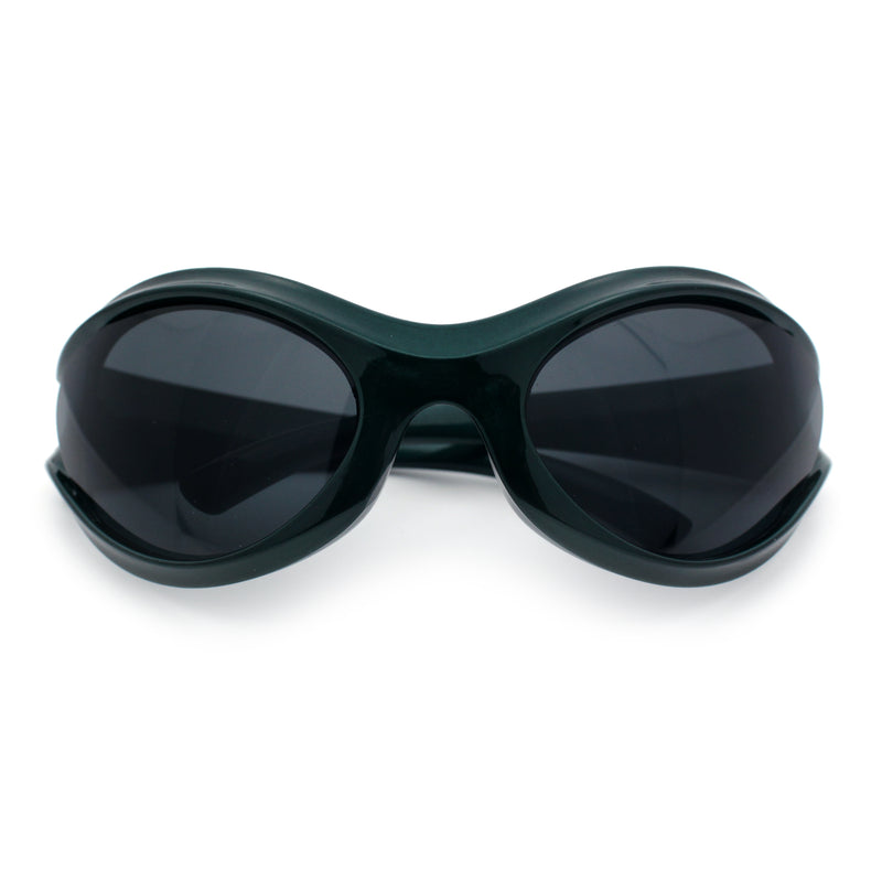 Womens Trendy 90s Oval Wrap Around Sport Plastic Fashion Sunglasses