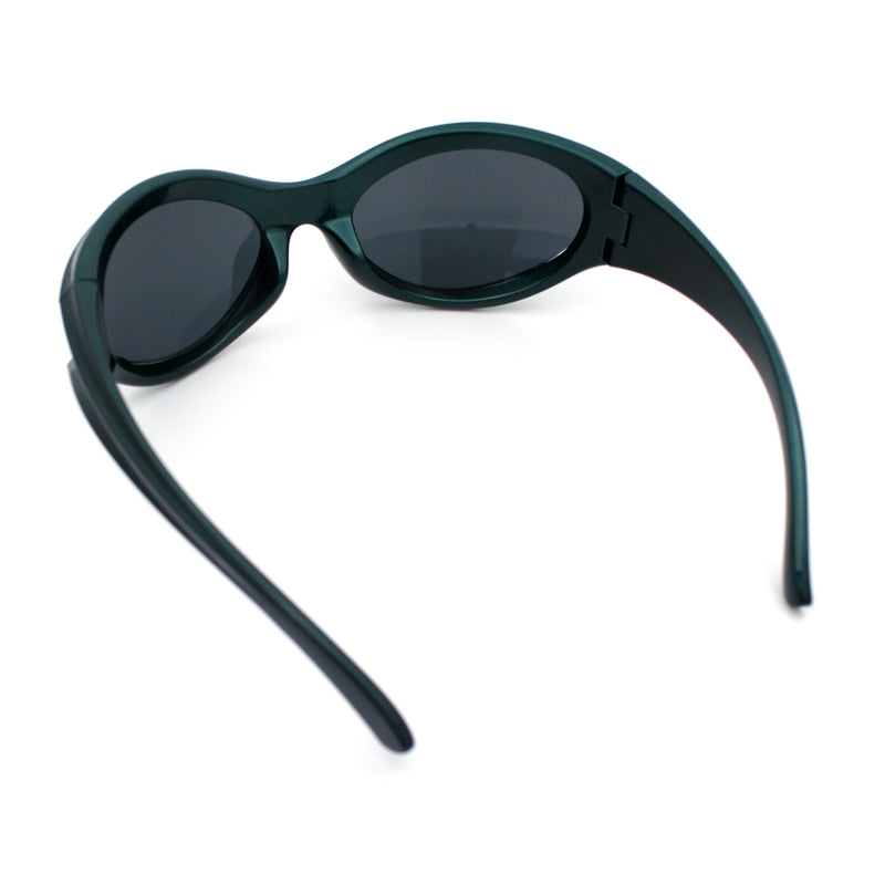 Womens Trendy 90s Oval Wrap Around Sport Plastic Fashion Sunglasses