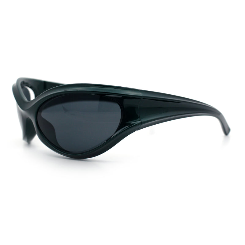 Womens Trendy 90s Oval Wrap Around Sport Plastic Fashion Sunglasses