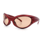 Womens Trendy 90s Oval Wrap Around Sport Plastic Fashion Sunglasses