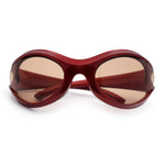 Womens Trendy 90s Oval Wrap Around Sport Plastic Fashion Sunglasses