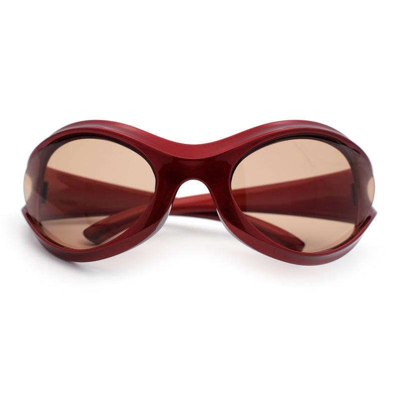 Womens Trendy 90s Oval Wrap Around Sport Plastic Fashion Sunglasses