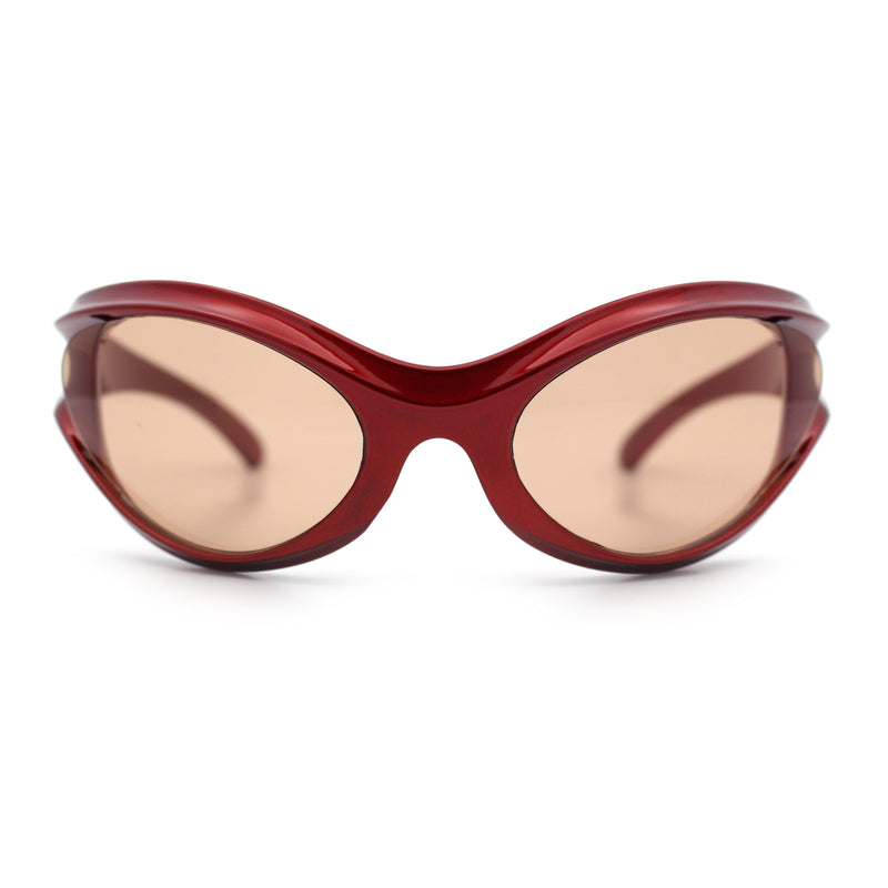Womens Trendy 90s Oval Wrap Around Sport Plastic Fashion Sunglasses