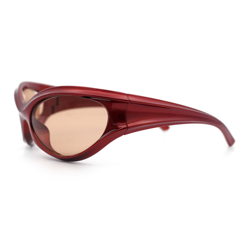 Womens Trendy 90s Oval Wrap Around Sport Plastic Fashion Sunglasses