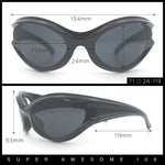Womens Trendy 90s Oval Wrap Around Sport Plastic Fashion Sunglasses