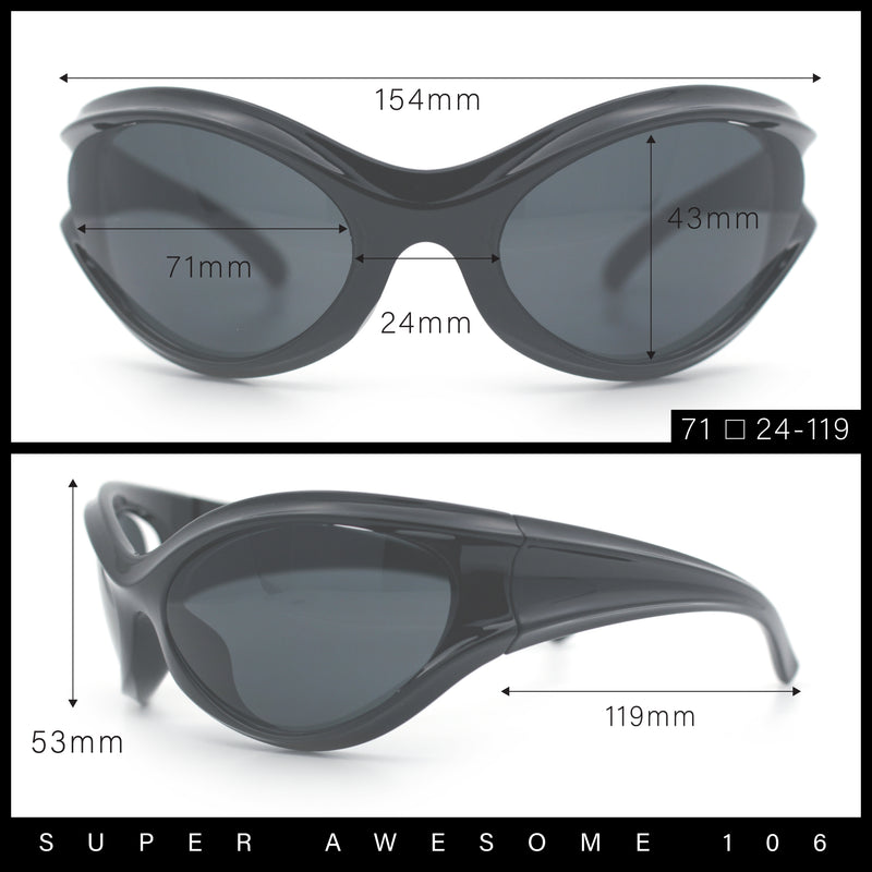 Womens Trendy 90s Oval Wrap Around Sport Plastic Fashion Sunglasses