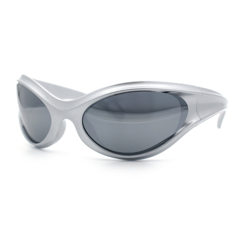 Womens Trendy 90s Oval Wrap Around Sport Plastic Fashion Sunglasses