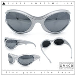 Womens Trendy 90s Oval Wrap Around Sport Plastic Fashion Sunglasses