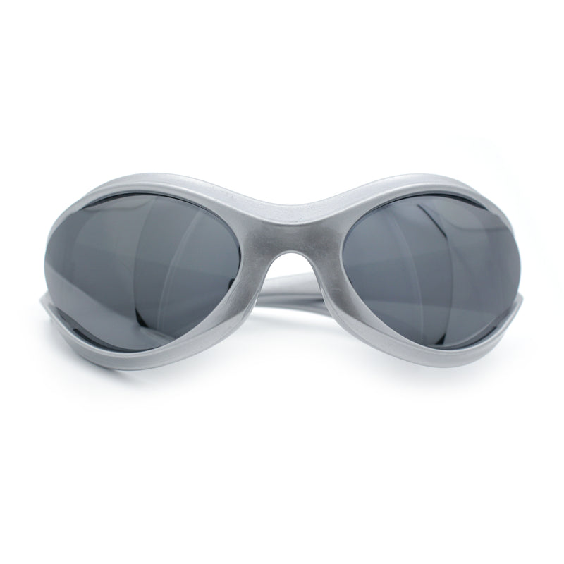 Womens Trendy 90s Oval Wrap Around Sport Plastic Fashion Sunglasses