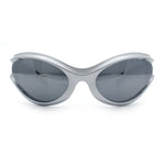 Womens Trendy 90s Oval Wrap Around Sport Plastic Fashion Sunglasses