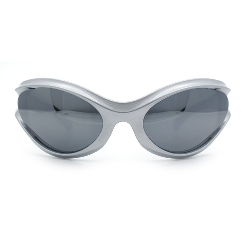 Womens Trendy 90s Oval Wrap Around Sport Plastic Fashion Sunglasses