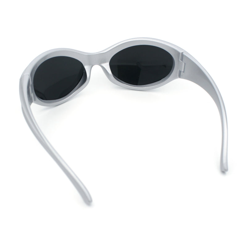 Womens Trendy 90s Oval Wrap Around Sport Plastic Fashion Sunglasses