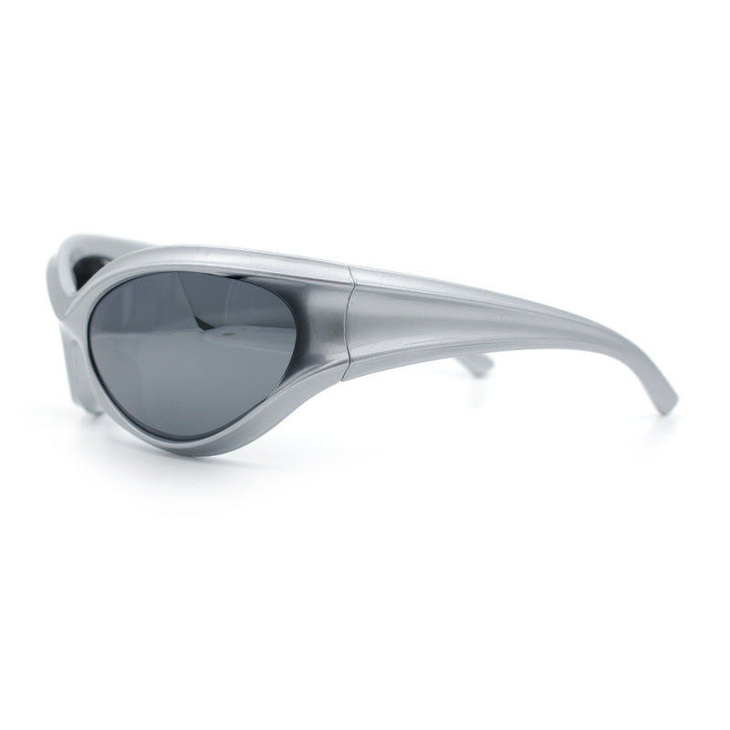 Womens Trendy 90s Oval Wrap Around Sport Plastic Fashion Sunglasses
