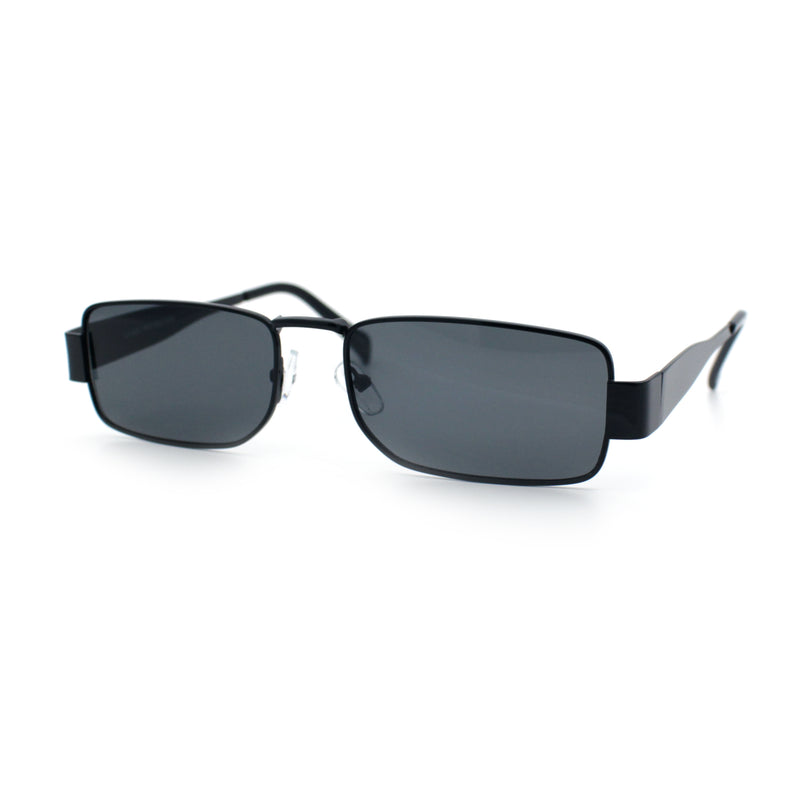 Mens Narrow Rectangle Metal Rim Retro Hustler Sunglasses