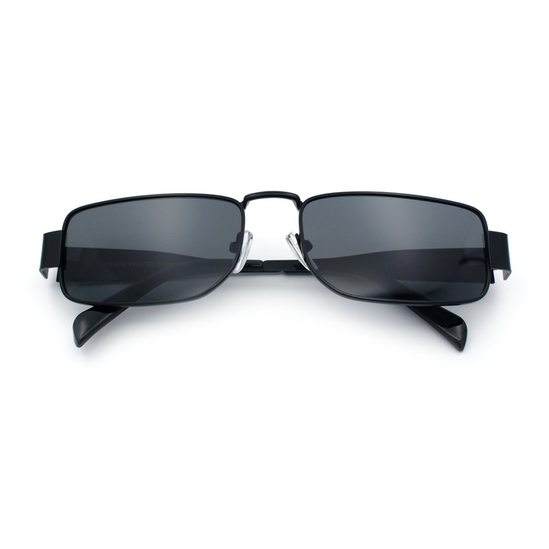 Mens Narrow Rectangle Metal Rim Retro Hustler Sunglasses