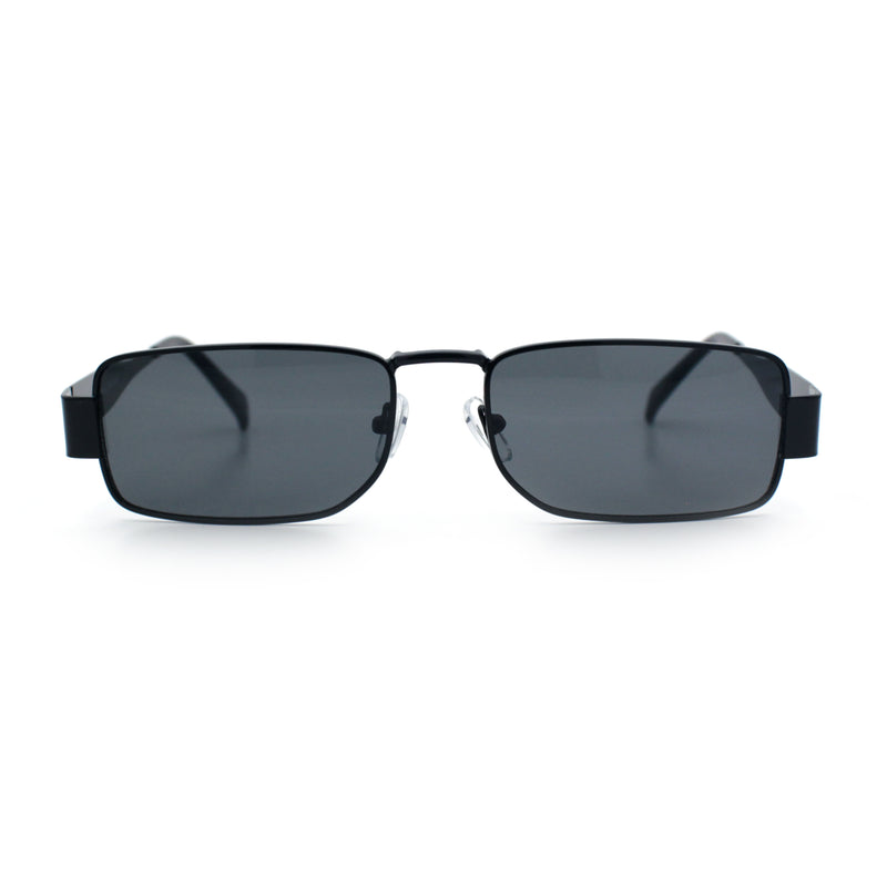 Mens Narrow Rectangle Metal Rim Retro Hustler Sunglasses