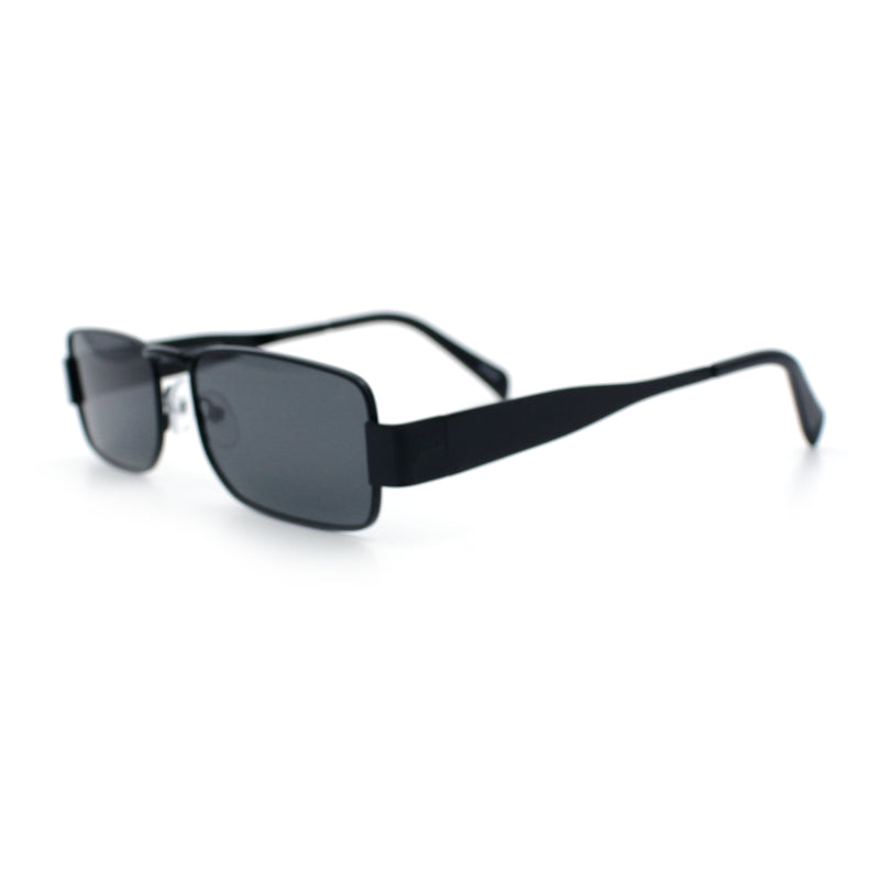 Mens Narrow Rectangle Metal Rim Retro Hustler Sunglasses