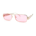 Mens Narrow Rectangle Metal Rim Retro Hustler Sunglasses