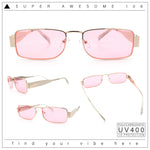 Mens Narrow Rectangle Metal Rim Retro Hustler Sunglasses
