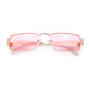 Mens Narrow Rectangle Metal Rim Retro Hustler Sunglasses
