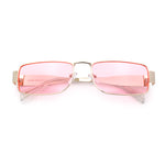 Mens Narrow Rectangle Metal Rim Retro Hustler Sunglasses
