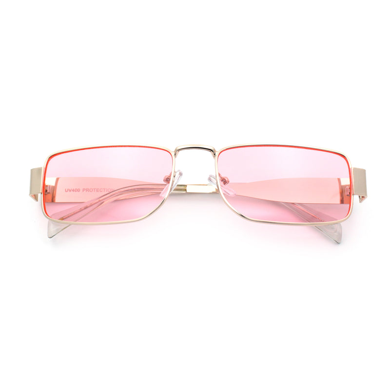 Mens Narrow Rectangle Metal Rim Retro Hustler Sunglasses