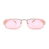 Mens Narrow Rectangle Metal Rim Retro Hustler Sunglasses
