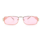 Mens Narrow Rectangle Metal Rim Retro Hustler Sunglasses