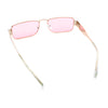 Mens Narrow Rectangle Metal Rim Retro Hustler Sunglasses