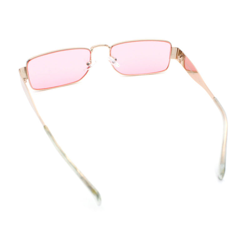 Mens Narrow Rectangle Metal Rim Retro Hustler Sunglasses