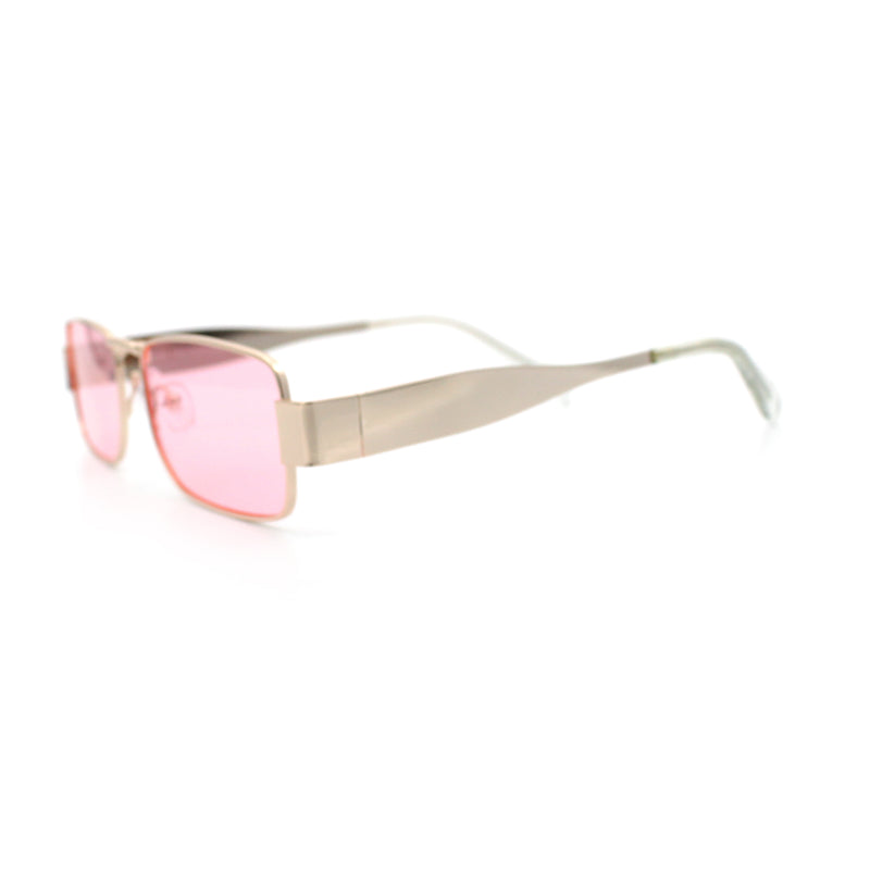 Mens Narrow Rectangle Metal Rim Retro Hustler Sunglasses