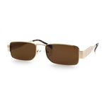Mens Narrow Rectangle Metal Rim Retro Hustler Sunglasses
