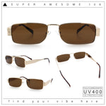 Mens Narrow Rectangle Metal Rim Retro Hustler Sunglasses