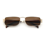 Mens Narrow Rectangle Metal Rim Retro Hustler Sunglasses