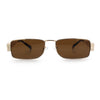 Mens Narrow Rectangle Metal Rim Retro Hustler Sunglasses