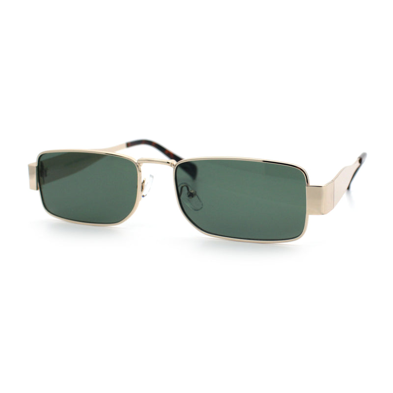 Mens Narrow Rectangle Metal Rim Retro Hustler Sunglasses