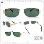 Mens Narrow Rectangle Metal Rim Retro Hustler Sunglasses
