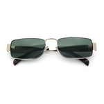 Mens Narrow Rectangle Metal Rim Retro Hustler Sunglasses