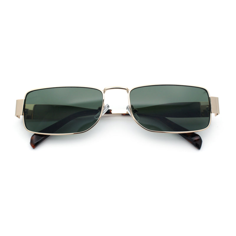 Mens Narrow Rectangle Metal Rim Retro Hustler Sunglasses