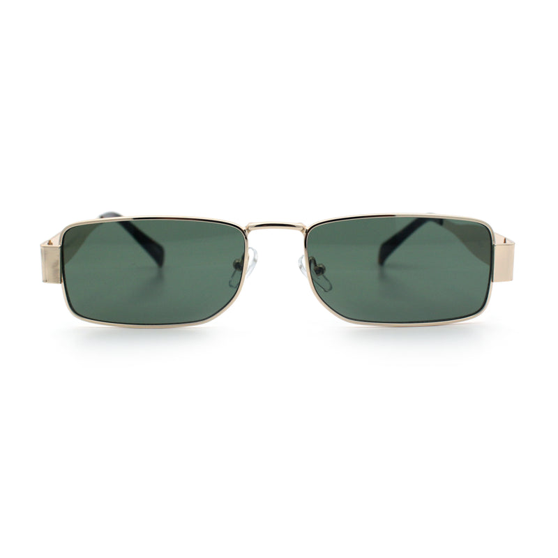 Mens Narrow Rectangle Metal Rim Retro Hustler Sunglasses
