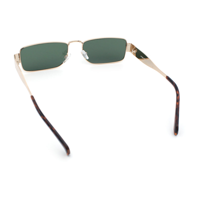 Mens Narrow Rectangle Metal Rim Retro Hustler Sunglasses