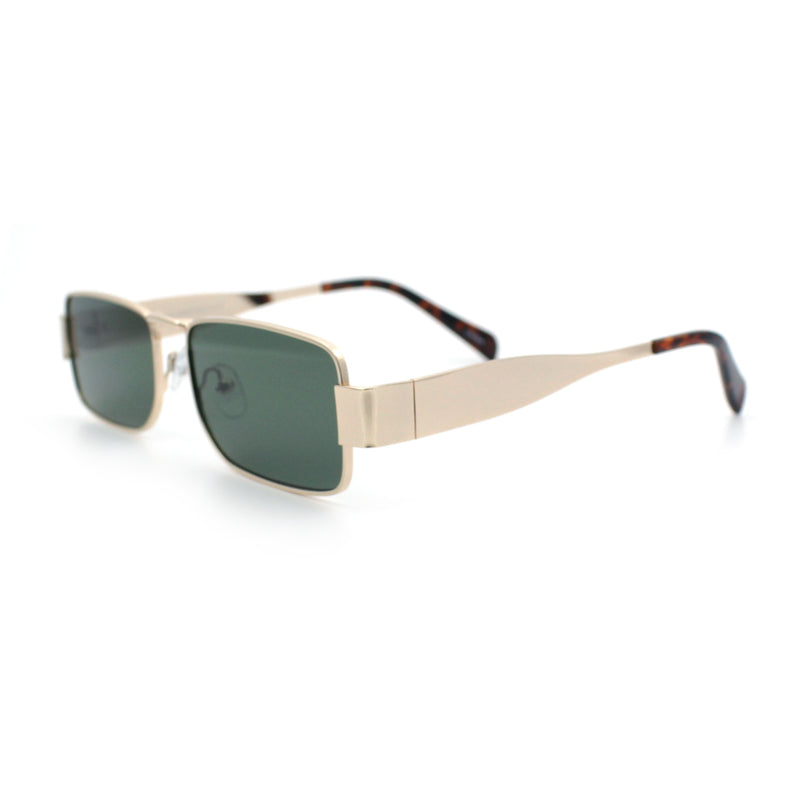Mens Narrow Rectangle Metal Rim Retro Hustler Sunglasses