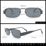 Mens Narrow Rectangle Metal Rim Retro Hustler Sunglasses