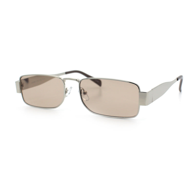 Mens Narrow Rectangle Metal Rim Retro Hustler Sunglasses