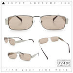 Mens Narrow Rectangle Metal Rim Retro Hustler Sunglasses