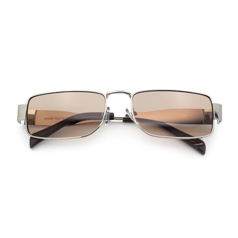 Mens Narrow Rectangle Metal Rim Retro Hustler Sunglasses
