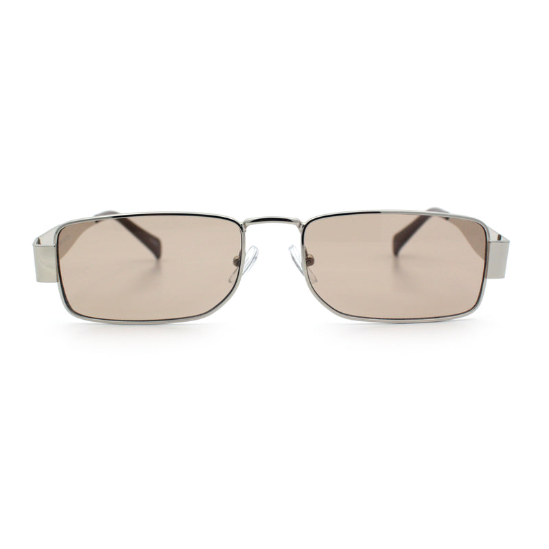 Mens Narrow Rectangle Metal Rim Retro Hustler Sunglasses