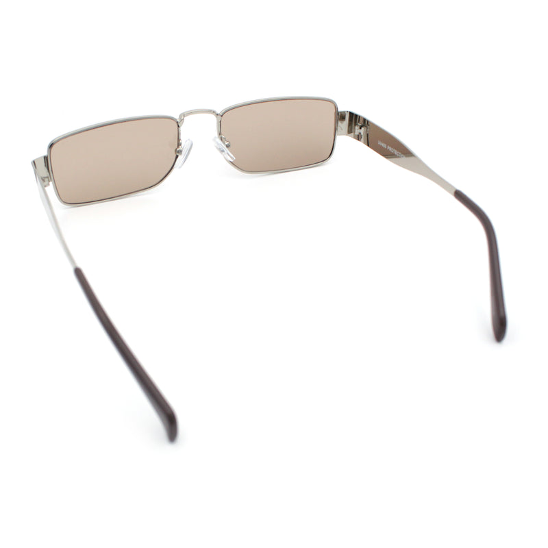 Mens Narrow Rectangle Metal Rim Retro Hustler Sunglasses