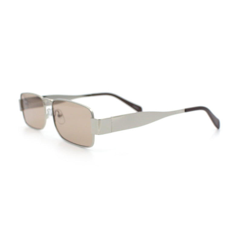 Mens Narrow Rectangle Metal Rim Retro Hustler Sunglasses