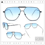 Oversized Double Bridge Metal Rim Euro Mob Racer Cop Sunglasses